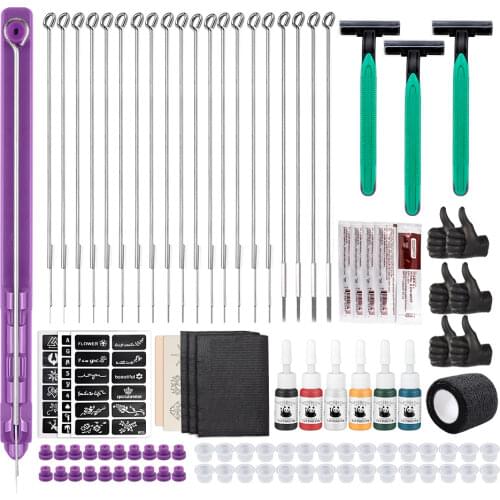 Hand Poke and Stick Tattoo Kit DIY Tattoo Supply Ink Tattoo Needles Set for Body Art Hand Poke Stick Tattoo Kit DIY Tattoo