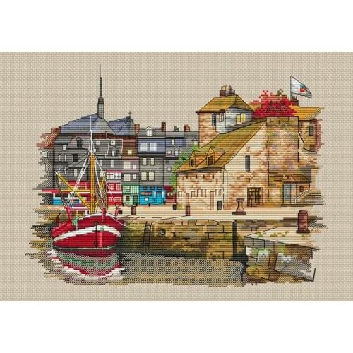 -Honfleur Port 39-32 Cross Stitch Kit Packages Counted Cross-Stitching Kits Cross stich Painting Set