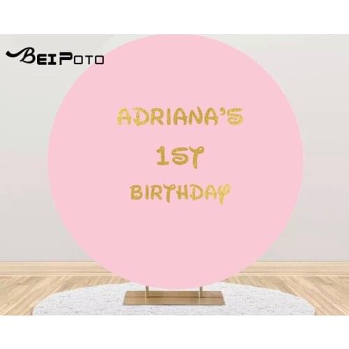 Customize Pink Round Photography Background Circle Backdrop Girl Photo Studio 1st Birthday Party Banner Table Cover Y734