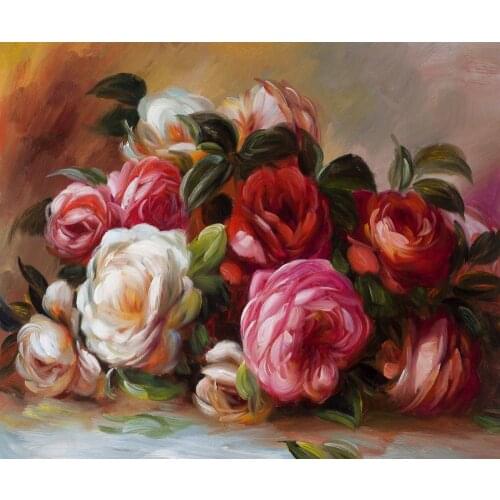 Rose Flower Still Life Oil Painting on Canvas Discarded Roses by Pierre Auguste Renoir Painting Handpainted