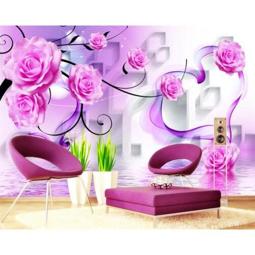 Beibehang Custom wallpaper rose reflection 3D stereo diamond TV background wall home decoration living room bedroom 3d wallpaper