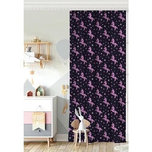 RealHomes Single Wing Black Ground Pink Star Digital Printed Modern Children 'S Room Backdrop Curtain