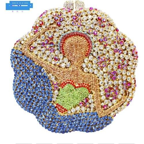 XIYUAN Luxury Crystal Women Evening Bags and Clutches Stones Minaudiere Clutch Handbag Bridal Wedding Party Purse Lady Handbags