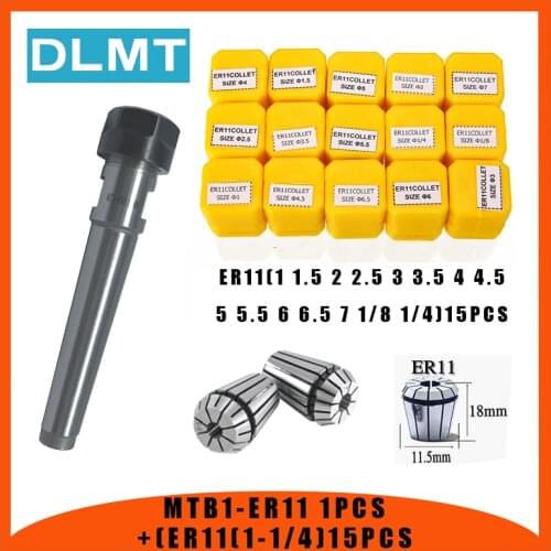 1pc handle MT1 MTB1 ER11A M6 Morse#1 taper holder chuck+15pcs spring collet 1/1.5/2/2.5/3/3.5/4/4.5/5/5.5/6/6.5/7/6.35/3.175MM