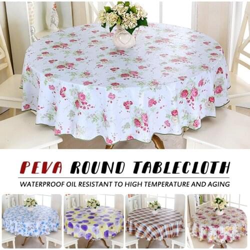 Table Cloth Waterproof Oilproof Dining Tablecloth Kitchen Decorative Round Print Coffee Cuisine Party Table Cover Map
