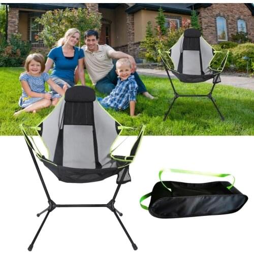 Folding Chair Cradle Chair Portable Fishing Beach Chair With Backrest Backpacking BBQ Recliner Foot Rest Durable Stool Pole Tool
