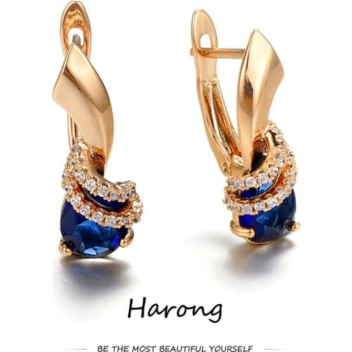 Vintage Classic Golden Cubic Zirconia Crystal Earrings Metal Small Cute Female Jewelry Accessories Woman Party Wedding Gift