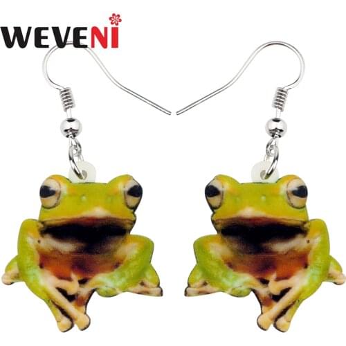 WEVENI Acrylic Cute Frog Earrings Drop Dangle Big Long Anime Animal Jewelry For Women Girls Teens Gift Charms Wholesale Brincos