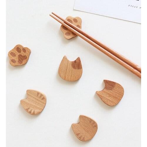 Japanese Style Wooden Chopstick Holder Reusable Chopstick Knife Spoon Holder Rest Dining Table Kitchen Accessories