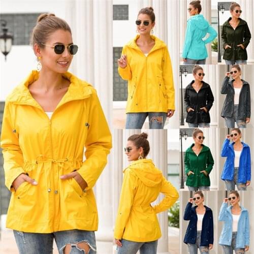 2020 Autumn Women Waterproof Jacket Outdoor Leisure Zipper Hooded Jacket Female Waterproof Rain Coat Femme Windbreaker 3XL W2024