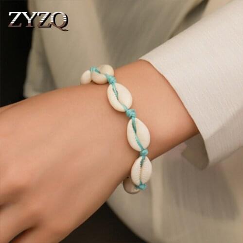 ZYZQ Summer Accessories Cinch Seashell Shaped Bracelets For Women With Adjustable Rope Stylish Birthday Gift For Girlfriend
