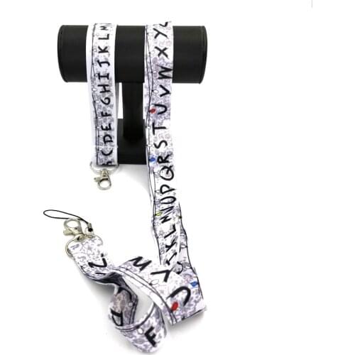1set Stranger things alphabet letters Wristlets Art Key Chain webbings ribbons Neck Strap for Phone Keys ID Card Cartoon Lanyard