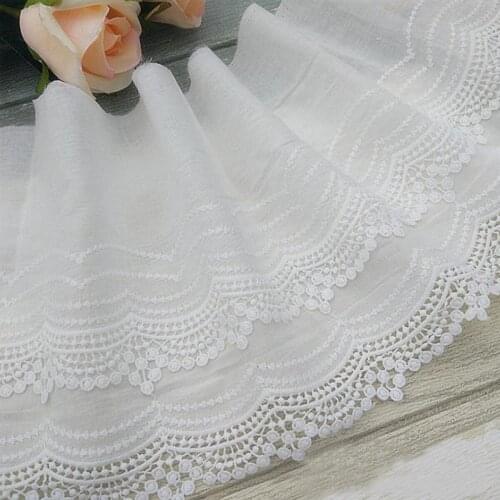 1 Yard Embroidery Trim Cotton Lace Ribbon Wedding Fabric Clothing DIY Sewing