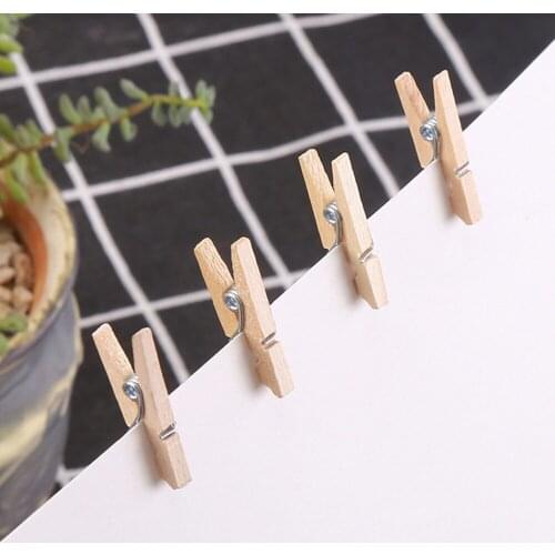 100Pcs 2.5cm Mini Natural Wooden Clothes Pin Photo Peg Clothespin DIY Craft stationery clips paper clips desk set paperclips