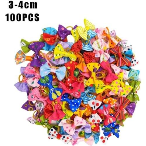 100pcs Pet Bows Dog Hair Bows For Puppy Small Dogs Hair Accessories Grooming Bows Rubber Bands Dog Bows Pet Supplies