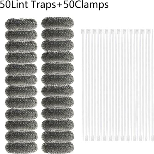 24/36/50 Sets Stainless Steel Anti Rust Washing Machine Lint Snare Traps Washer Hose with Cable Ties