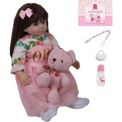 24"Silicone Reborn Toddler Princess Toy Fashion Bebe Doll For Girl Vinyl Newborn Baby Alive Girl Child Birthday Gift Boneca 60cm