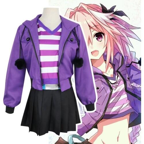 2XL Fate Apocrypha Astolfo Cosplay Costumes Pink Wig Women Purple Jacket Spring Coat For Halloween Party Costume