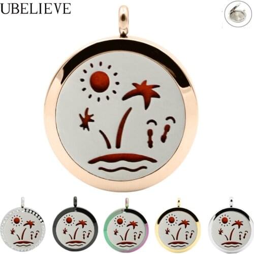 316L Stainless Steel Jewelry Essential Oil Diffuser Necklace 30mm Magnetic Aromatherapy Essential Oil Diffuser Necklace