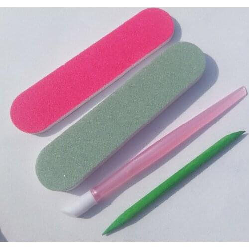 50sets Nail Design set Orange Wood Stick Cuticle Pusher Remover nail buffers nail files Manicure Care + Free Shipping