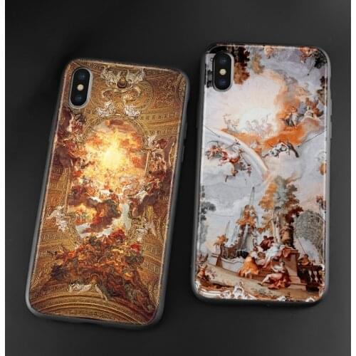 Baroque Religious art fresco aesthetics For iPhone 6 6s 7 8 Plus X XR XS 11 Pro Max soft silicone Phone case cover shell