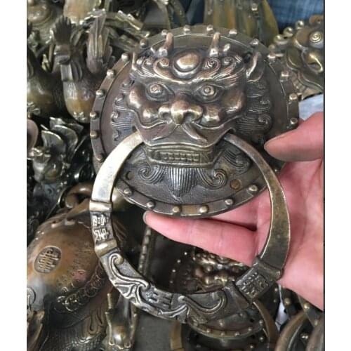 Free Shipping large Knocker Lion head bronze statue