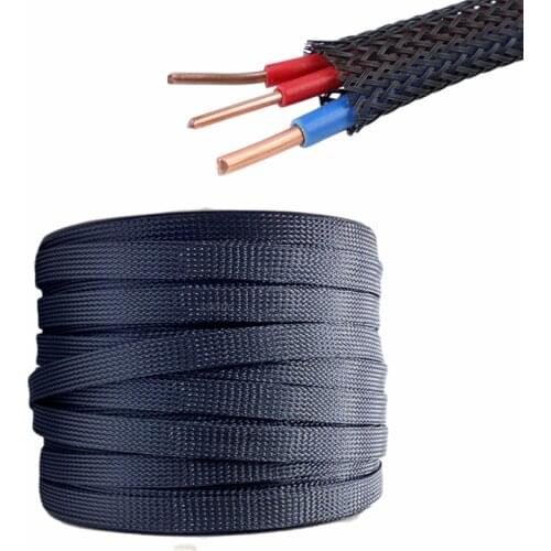 10M Black Insulated Braid Sleeving 10/12/15/20/25mm Tight PET Wire Cable Gland Protection Cable Sleeve