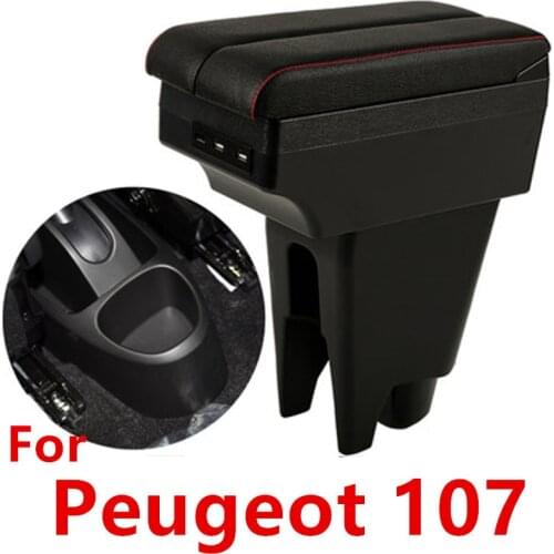 For Peugeot 107 armrest box USB Charging heighten Double layer