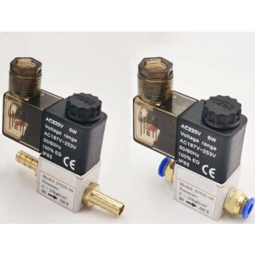 12V 24V 220V Pneumatic Electric Solenoid Valve 2 Position 2 Port Normally Closed Air Magnetic Valve 6mm 8mm Hose Barb Connection