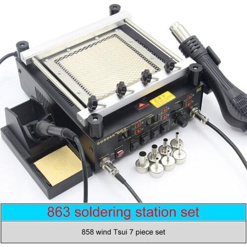 Gordak 863 3 in 1 Digita Hot Air Heat Gun BGA Rework Solder Station + Electric Soldering iron + IR Infrared Preheating Station