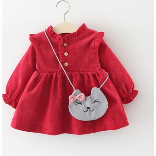 Autumn Newborn Infant Baby Dress Cotton Long Sleeve Dresses for Girls Clothing 1st Birthday Princess Dress Toddler Girl Clothes
