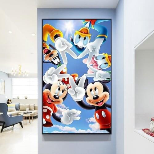 Disney Anime Mickey and Minnie Canvas Paintings Funny Cartoon Posters and Prints Wall Art Pictures for Living Home Decoration