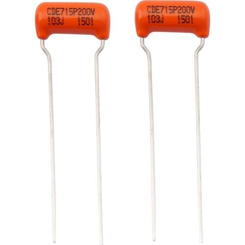 CDE Sprague Orange Drop Capacitors Tone Caps Polypropylene .01uF 715P 103J 200V for Guitar or Bass (Set of 2)