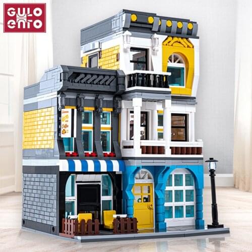 The Summer Coffee Shop Model City Streetview Architecture Series Building Blocks CAFE Store Bricks Children Assembly Toys Gifts