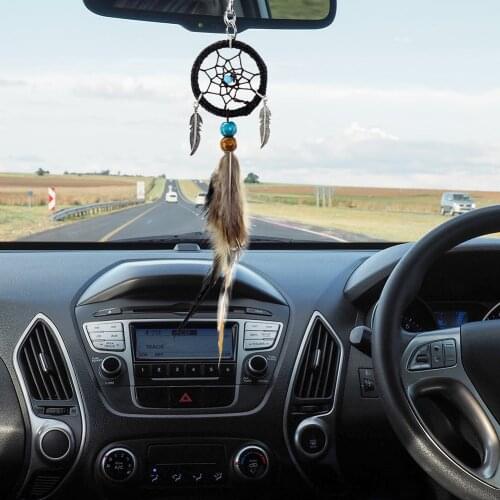 Mini Dream Catcher Car Pendant Wind Chimes Feather Decoration Keychain Adornment Outdoor Personal Car Part Decoration
