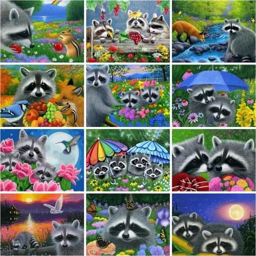 EverShine Diamond Mosaic Animals Cross Stitch New Arrivals Diamond Painting Full Square Raccoon Picture Rhinestones Home Decor