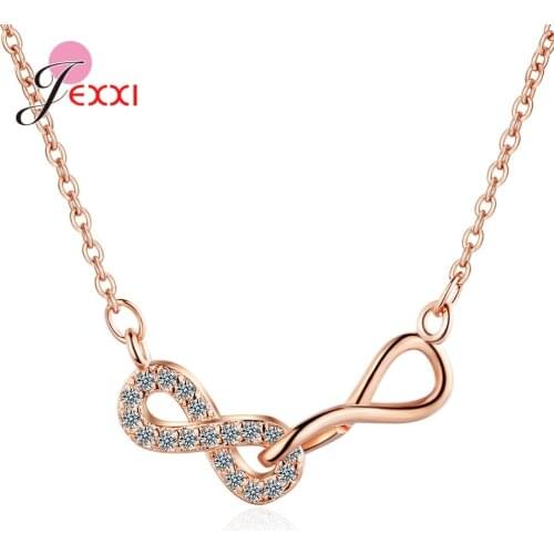 New Arrivals Crystal Cubic Zircon 925 Sterling Silver Necklaces Number 8 Design Pendant Necklace Birthday Gift Jewelry
