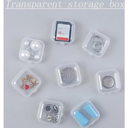 10pcs Mini Storage Box Plastic Transparent Earplugs Medicine Accessories Multipurpose Portable Square Simple For Home Bedroom