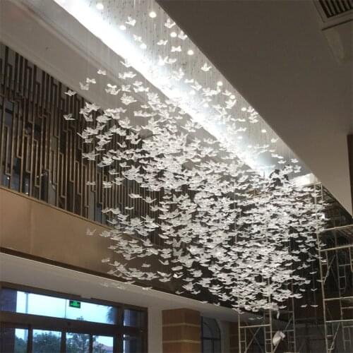 Sales Department Marketing Center Exhibition Hall Sky Hanging Glass Pendant Decoration Hollow Glass Butterfly Chandelier