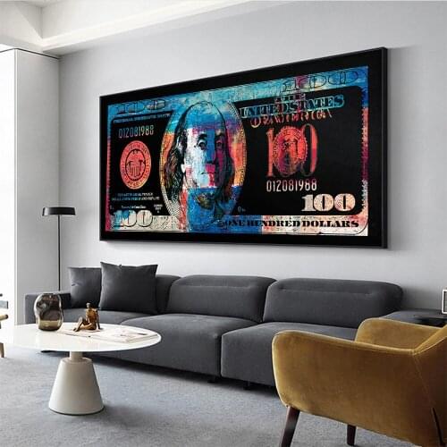 Blue Abstract American Dollar Picture Graffiti Wall Art Canvas Decorate Painting Poster Home Decoration Living Room Painting