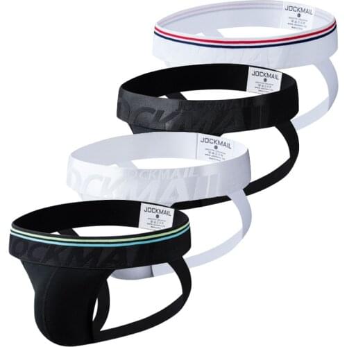 JOCKMAIL 4-pack Mens Thong Cotton Sweat Absorbent Sexy Underwear Gay Sexy Underwear Ropa Interior Para Transparente Jockstrap
