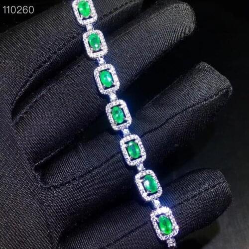 Super Top Quality Real and Natural Emerald Bracelet 925 Sterling Silver Bracelet