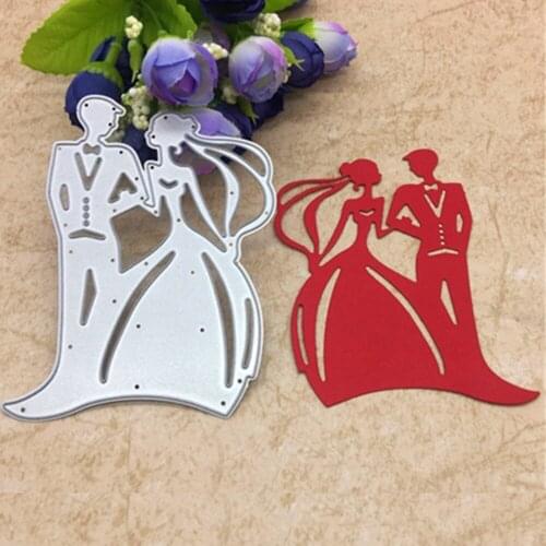 Wedding Love Cutting Dies Groom Bride Kissing Bouquets Stencils For DIY Scrapbooking Album Embossing Decor Metal Craft Hands-on