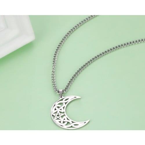 Witch Celtics Crescent Moon Pentagram Magic Amulet Pendant Necklace Gothic Hair Jewelry For Gift Vintage Jewelry