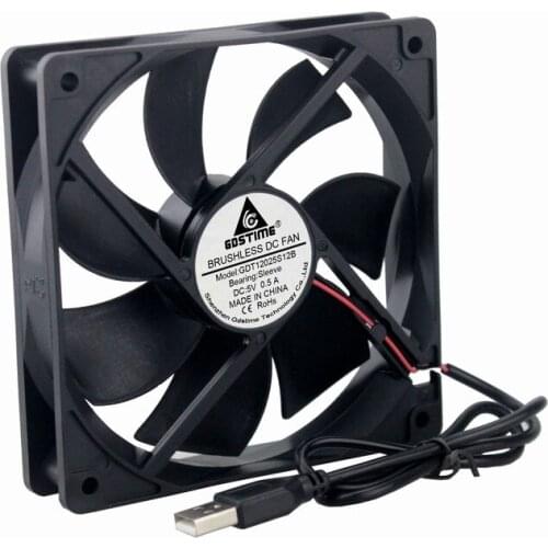 Gdstime 10 Pcs 5V Ultra Quiet 120mm x 25mm USB Connector 12025 120*120*25mm Brushless DC Cooling Fan 12cm 0.5A