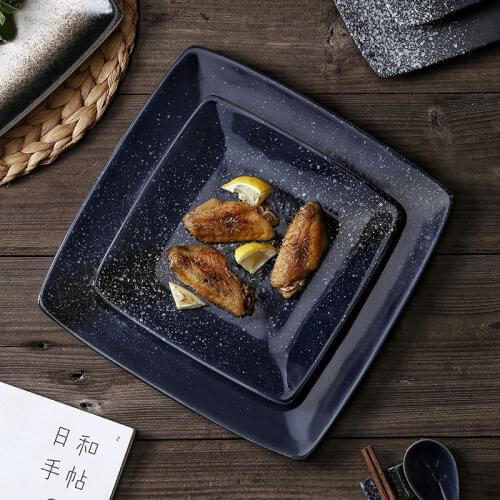 11 Inch Japaneseplate square ceramic dish plate household square plate steak plate restaurant flat plate square plates set
