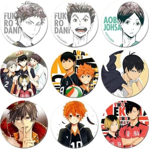Japanese Manga Haikyuu!! Brooches School Volleyball Syouyou Kageyama Boys Picture Cool Hat Pins Anime Badge