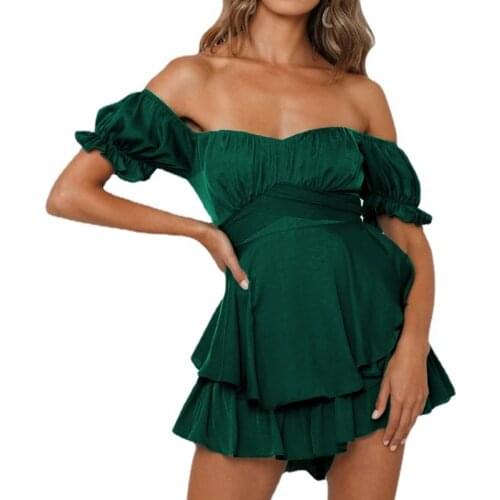 Off shoulder Summer jumpsuits for women Sexy ruffles jumpsuit Sexy jumpsuits &rompers bodysuit overalls romper womens body suit