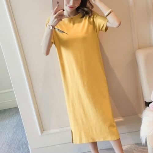Dress Women Slash Neck Embroidery Simple Summer Dresses Side-slit Midi Ulzzang New Trend Large Size 3XL Short Sleeve Casual Chic