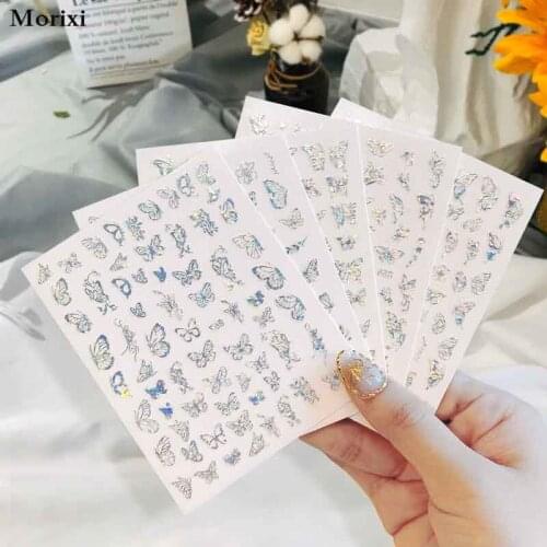 Gilding nail art sticker laser gold silver nail foils 3D hollow butterfly ins style slider nail decal YJ024